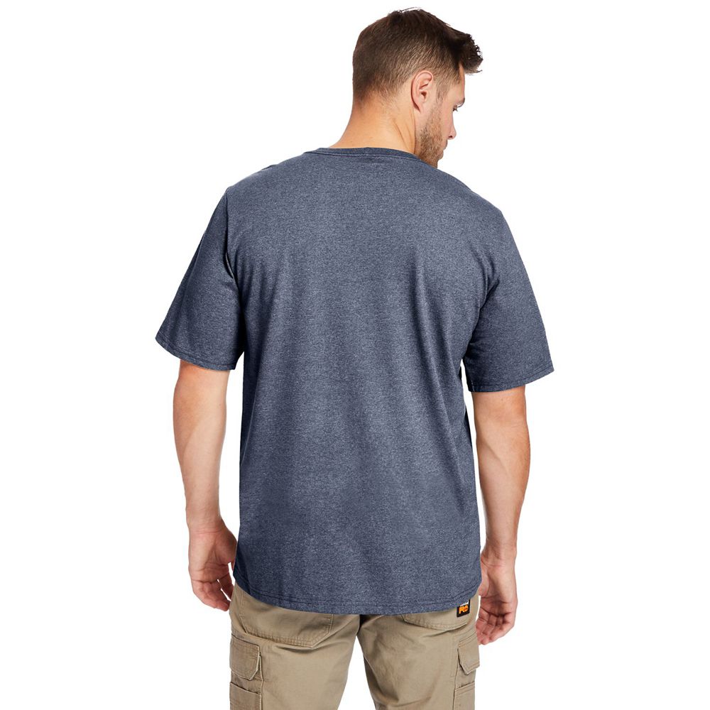 Camisetas Timberland Argentina Hombre - Pro® Big & Tall Base Plate Short-Sleeve - Azul Marino - XGFJ